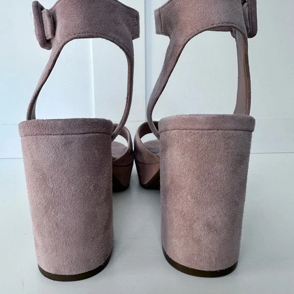 Marc Fisher Meliza Platform Block Heel Sandal Suede Blush Pink - Size 9 - Picture 10 of 10